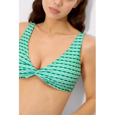 bikini triángulo estampado geométrico verde copa C