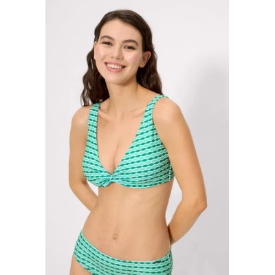 bikini triángulo estampado geométrico verde copa C