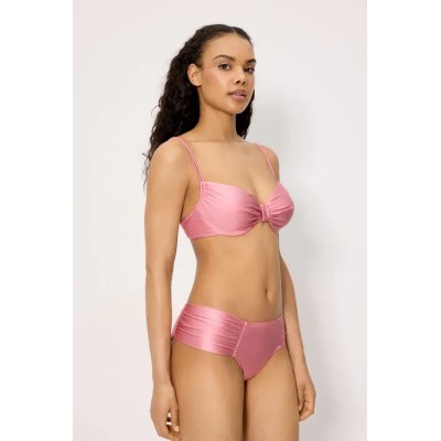 bikini moldeador reductor de pecho con brillo rosa copa C