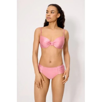 bikini moldeador reductor de pecho con brillo rosa copa C