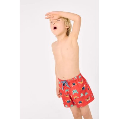 Bañador niño corto estampado cangrejos multicolor