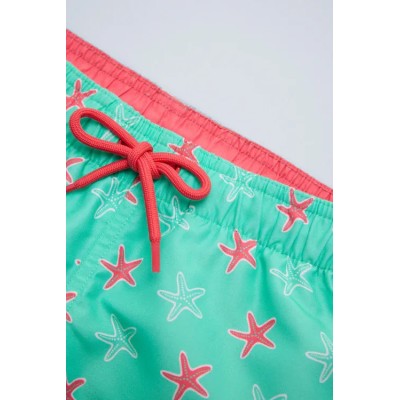 Bañdor niño corto estampado estrellas marinas turquesa