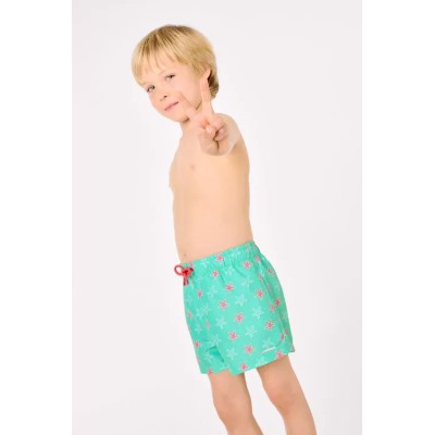 Bañdor niño corto estampado estrellas marinas turquesa