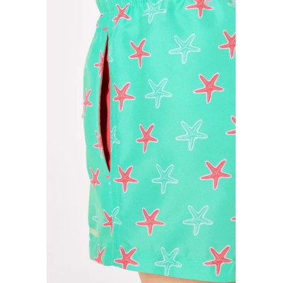 Bañdor niño corto estampado estrellas marinas turquesa