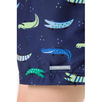 Bañador niño corto estampado cocodrilos multicolor