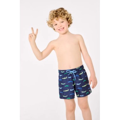 Bañador niño corto estampado cocodrilos multicolor