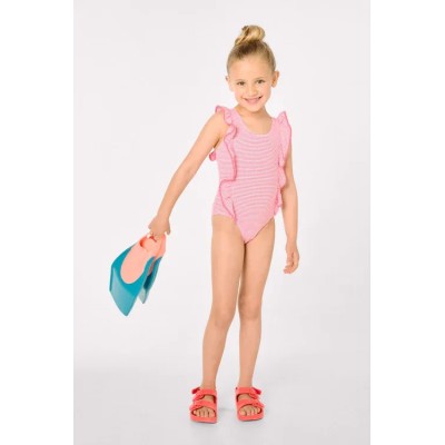 Bañador niña volates estampado rayas