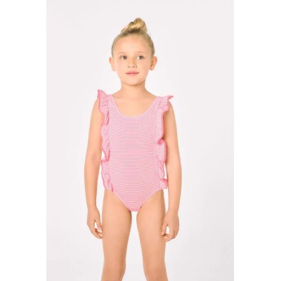 Bañador niña volates estampado rayas