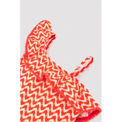 Bañador niña detalles volantes estampado étnico