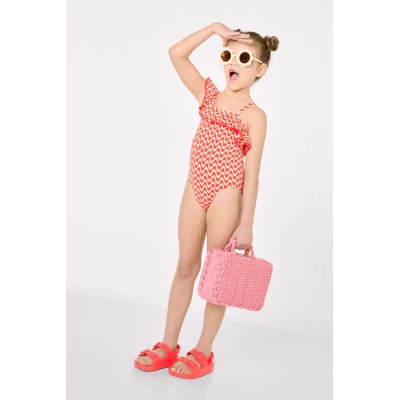 Bañador niña detalles volantes estampado étnico