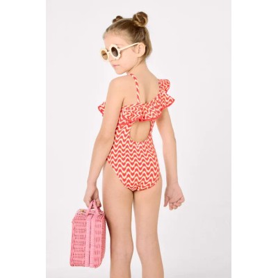 Bañador niña detalles volantes estampado étnico