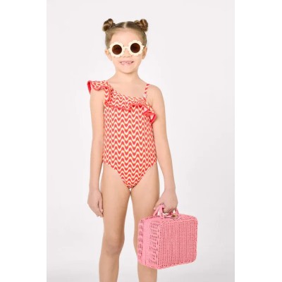Bañador niña detalles volantes estampado étnico
