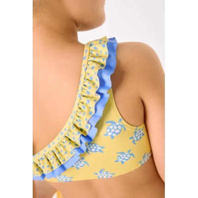 Bañador niña detalles volantes estampado étnico