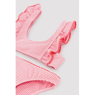 Bikini niña detalle volantes estampado rayas
