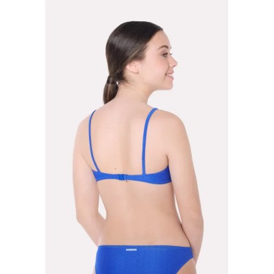 Top bikini bandeau texturizado azul