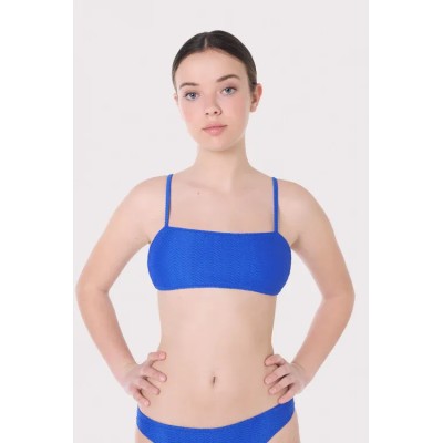Top bikini bandeau texturizado azul