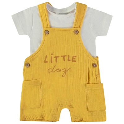 Conjunto bebé niño camiseta y peto bambula