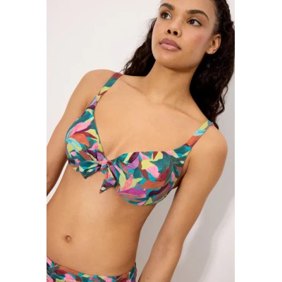bikini con aro estampado hojas copa C