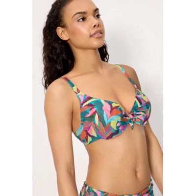 bikini con aro estampado hojas copa C