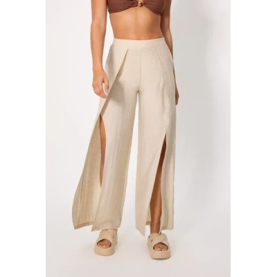 Pantalón largo con lino aberturas