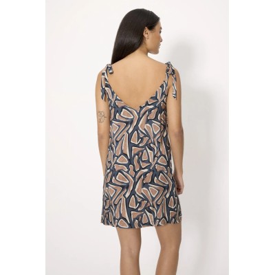 Vestido corto tirantes anudado estampado