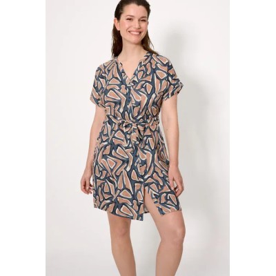 Vestido camisero manga corta estampado