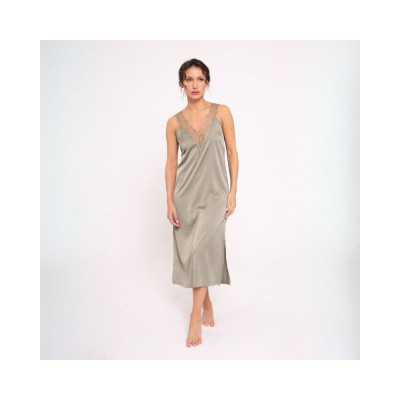 Camisón mujer midi satén verde | MUYDEMI