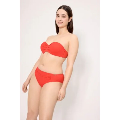 bikini bandeau micropiqué coral
