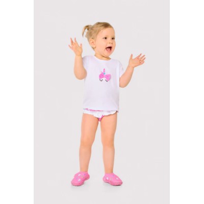 Conjunto camiseta y culetín bebé estampado unicornios