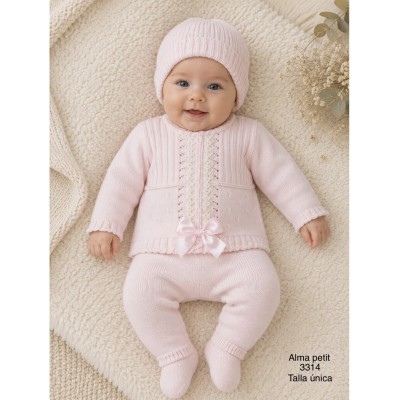 CONJUNTO BEBE LANA ENCAJE ALMA