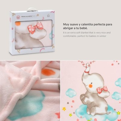 Manta para Cuna Bebé | Extrasuave de Sedalina Elefante