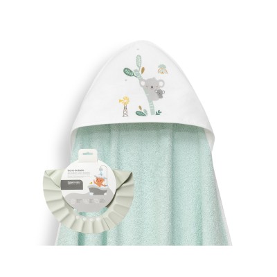 Capa Baño 1X1 Mod Granja Koala Estampado+ Gorro Verde