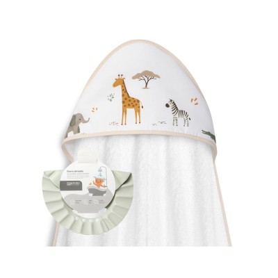 Capa Baño 1X1 Mod Jirafa Savanna Estampado+ Gorro