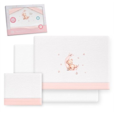 Interbaby TRIPTICO CUNA FRANELA ESTAMPADO OSO LUNA ESTRELLAS