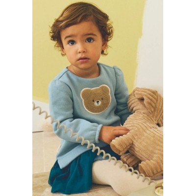 Vestido bebé manga larga detalle oso texturizado