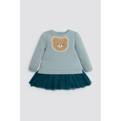 Vestido bebé manga larga detalle oso texturizado