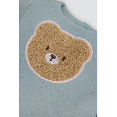 Vestido bebé manga larga detalle oso texturizado