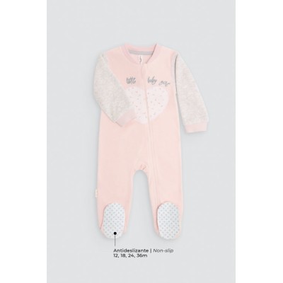Pelele bebé cremallera estampado corazón
