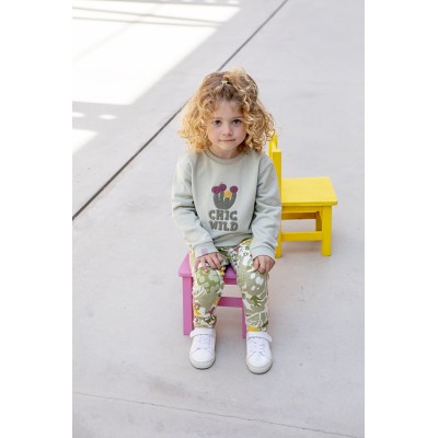 Conjunto de bebé y  niña de dos piezas con sudadera verde agua