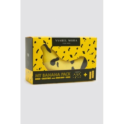 Pack bóxer y calcetín estampado plátanos