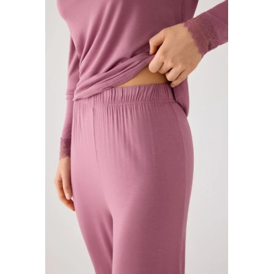 Pijama largo de mujer ligero y suave con pantalón jogger