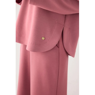 Conjunto afelpado cuello alto con cordones rosa