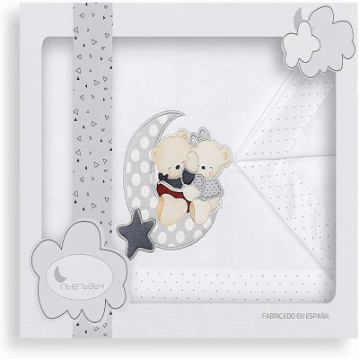 Juego de sabanas para cuna INTERBABY "luna y osito"